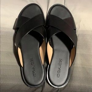Coach Hailey bead sandals W8.5 black leather